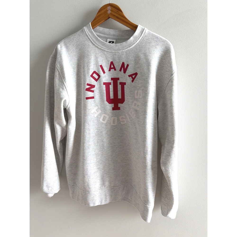 Russell Indiana Hoosiers Sweatshirt Mens Medium Gray IU Crewneck NCAA Fleece